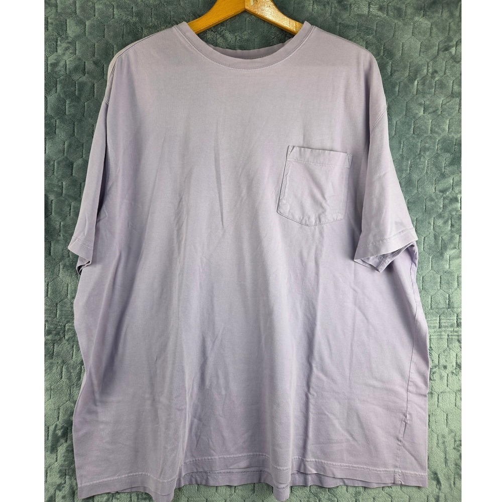 Harbor Bay Mens 4XL Light Purple Cotton Short Sleeve Pocket T-Shirt Crew Neck
